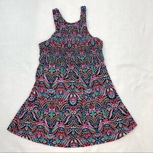 New Fit4U Smocked bodice swim dress over black tank swimsuit light padding Sz 10